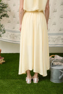 Ballon crop Pleated Midi Skirt Set